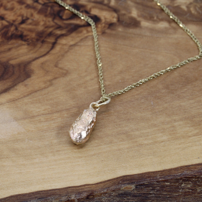Gold Russet Potato Pendant Necklace for her made in Solid 14kt Gold