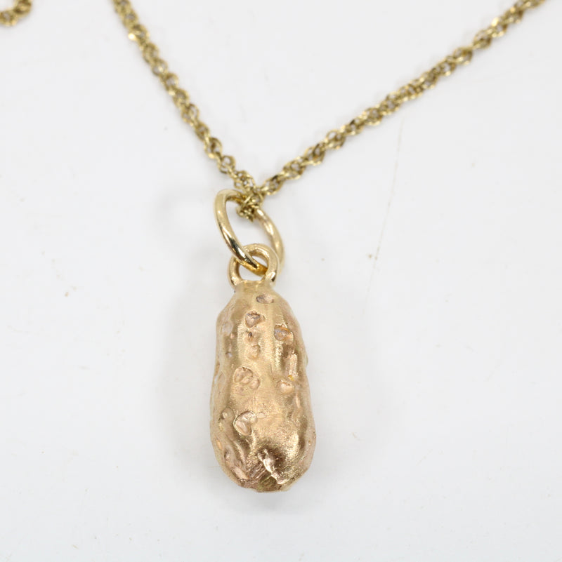 Gold Russet Potato Pendant Necklace for her made in Solid 14kt Gold