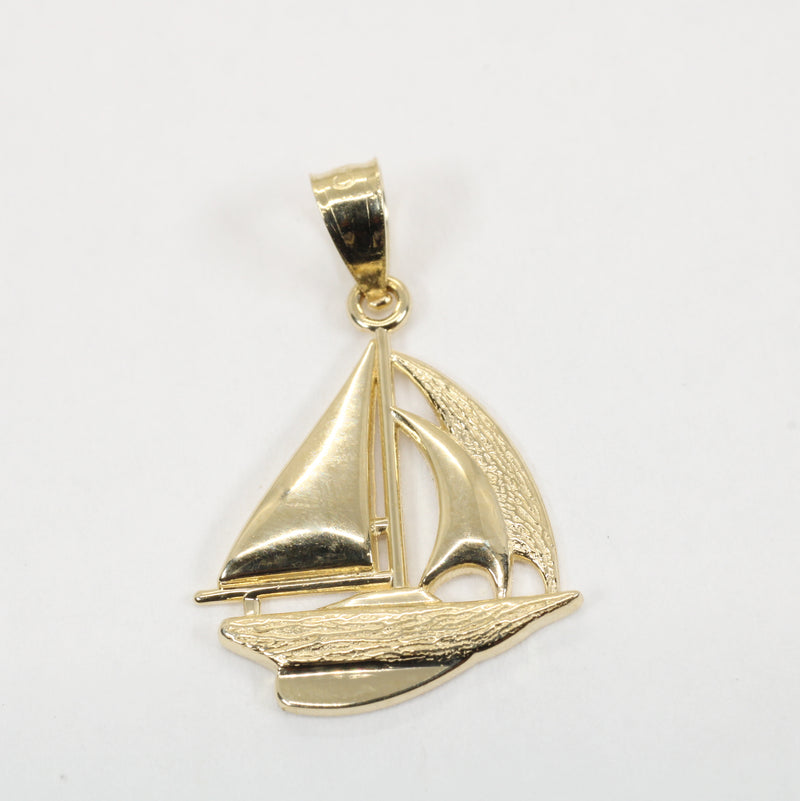 Gold Sailboat Necklace for him or her made in Real 14kt gold
