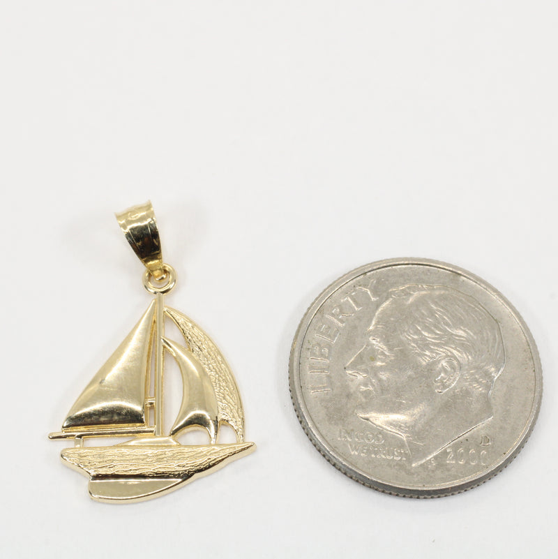 Gold Sailboat Necklace for him or her made in Real 14kt gold