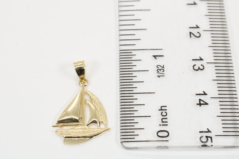Gold Sailboat Necklace for him or her made in Real 14kt gold