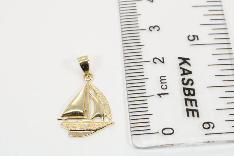 Gold Sailboat Necklace for him or her made in Real 14kt gold