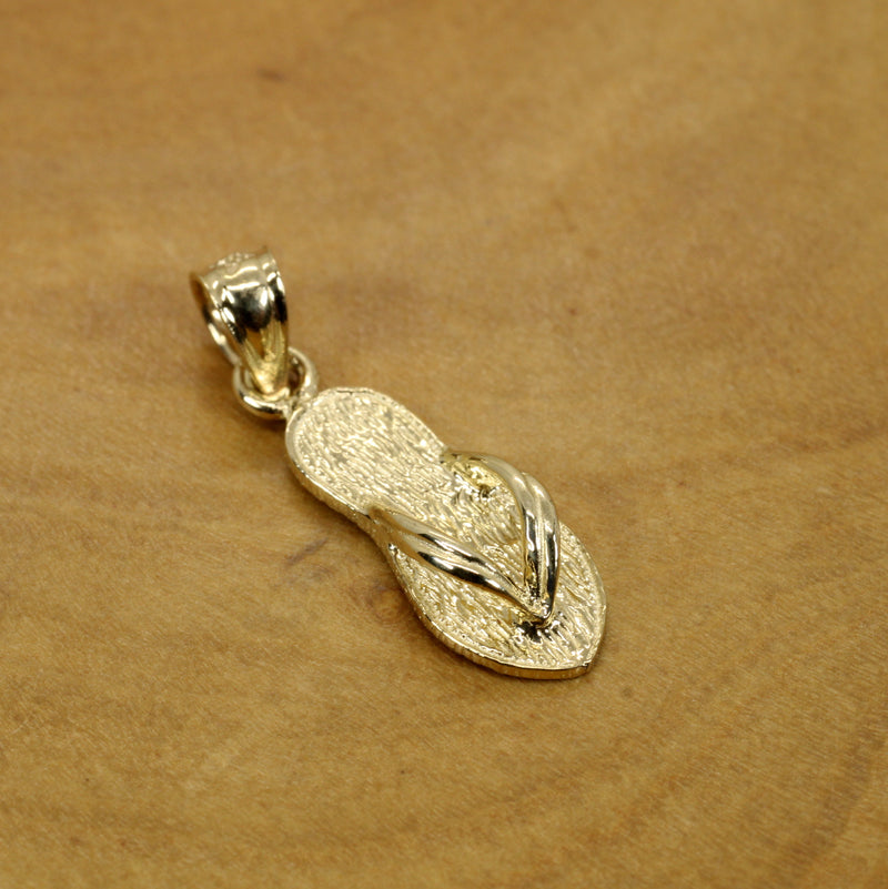 Gold Flip Flop Beach Sandal Necklace for her made in Real 14kt gold