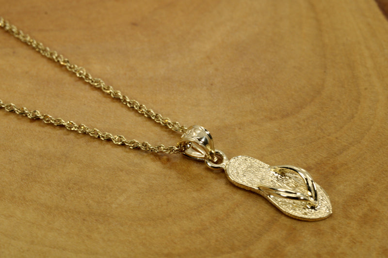 Gold Flip Flop Beach Sandal Necklace for her made in Real 14kt gold