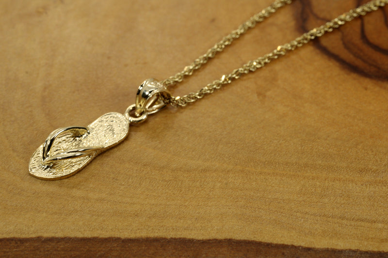 Gold Flip Flop Beach Sandal Necklace for her made in Real 14kt gold