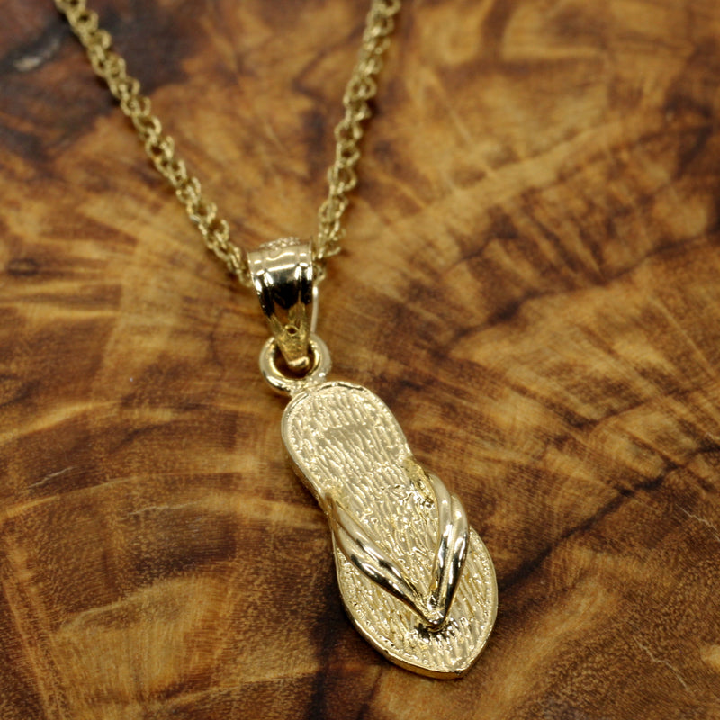 Gold Flip Flop Beach Sandal Necklace for her made in Real 14kt gold