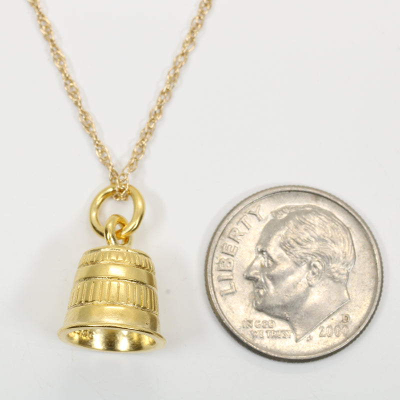 Gold Sewing Thimble Necklace for her made in 14kt gold vermeil