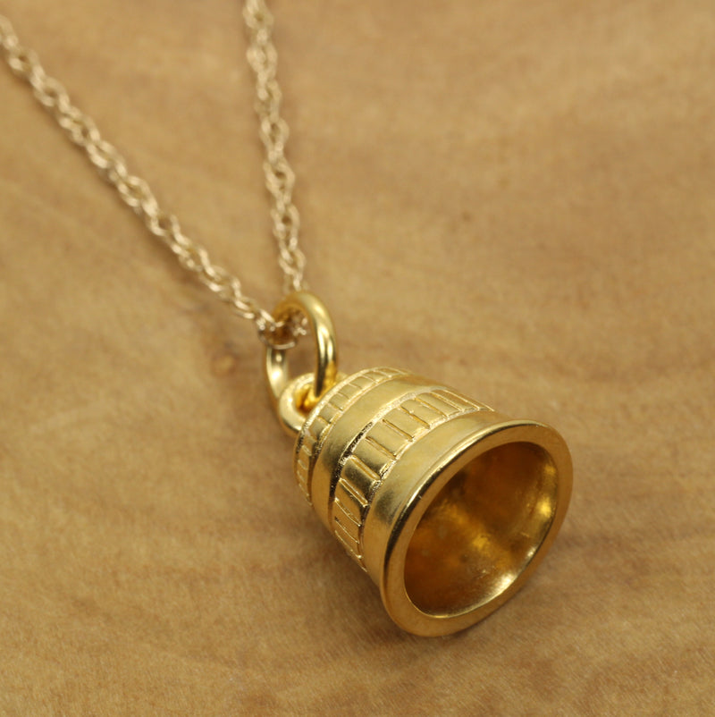 Gold Sewing Thimble Necklace for her made in 14kt gold vermeil