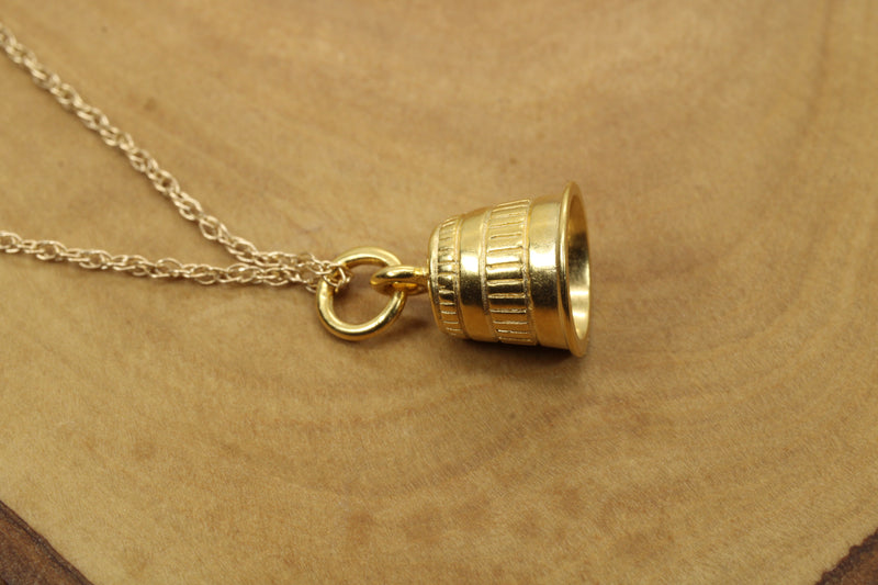 Gold Sewing Thimble Necklace for her made in 14kt gold vermeil
