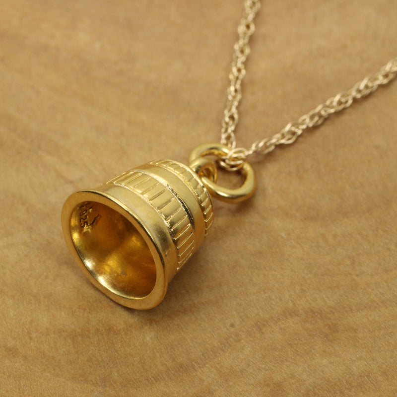 Gold Sewing Thimble Necklace for her made in 14kt gold vermeil