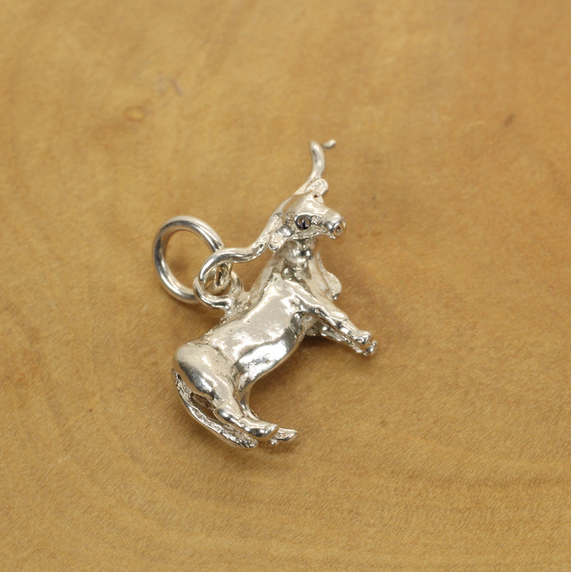 Silver Texas Longhorn Steer Charm made in 925 Sterling Silver