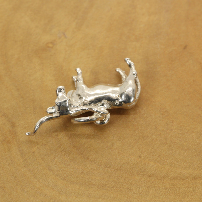 Silver Texas Longhorn Steer Charm made in 925 Sterling Silver