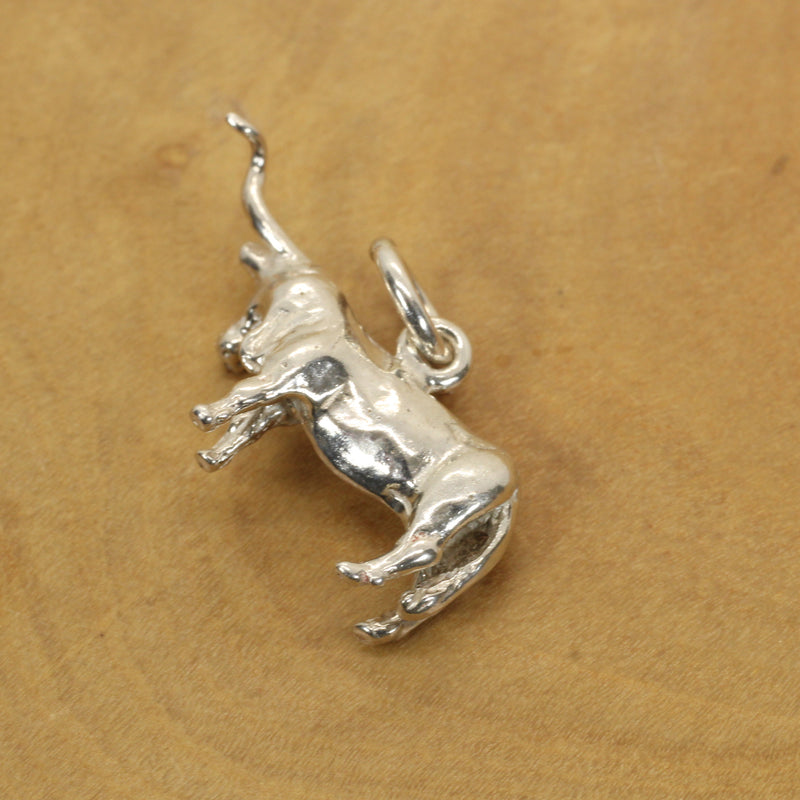 Silver Texas Longhorn Steer Charm made in 925 Sterling Silver