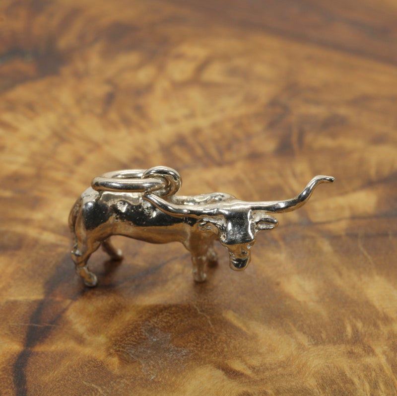 Silver Texas Longhorn Steer Charm made in 925 Sterling Silver