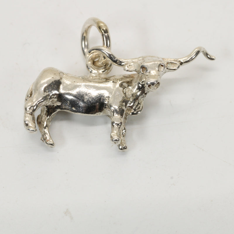 Silver Texas Longhorn Steer Charm made in 925 Sterling Silver