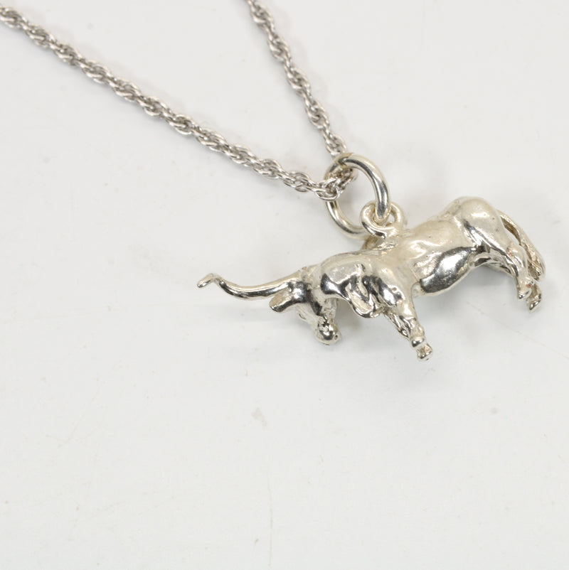 Longhorn Necklace with a 925 Sterling Silver 3-D Longhorn Charm