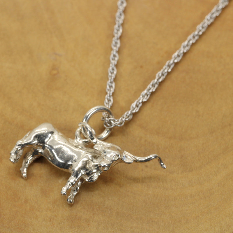 Longhorn Necklace with a 925 Sterling Silver 3-D Longhorn Charm