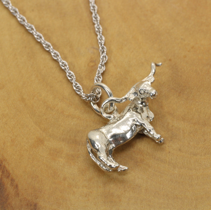 Longhorn Necklace with a 925 Sterling Silver 3-D Longhorn Charm