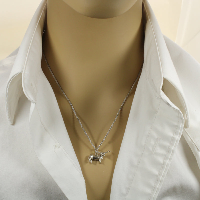 Longhorn Necklace with a 925 Sterling Silver 3-D Longhorn Charm