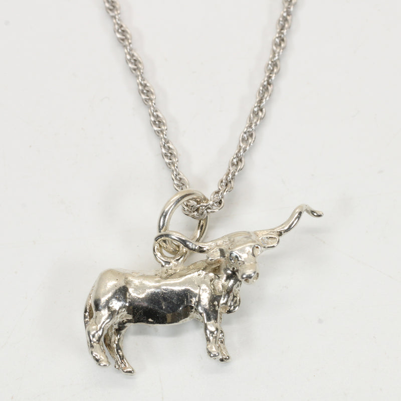 Longhorn Necklace with a 925 Sterling Silver 3-D Longhorn Charm