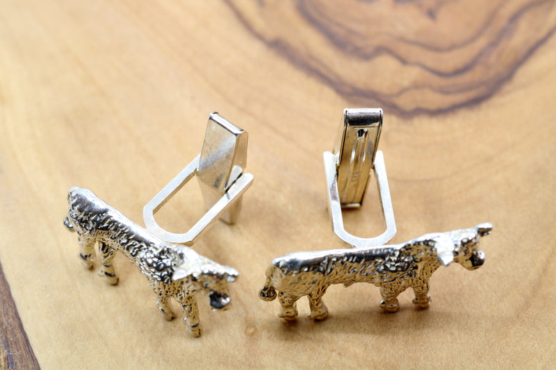 Silver Hereford Steer Cuff Links in 925 Sterling Silver for Him