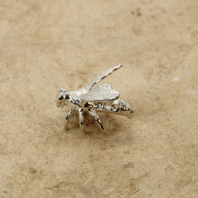 Honeybee Pin or Tie Tack in Actual Size made in 925 Sterling Silver