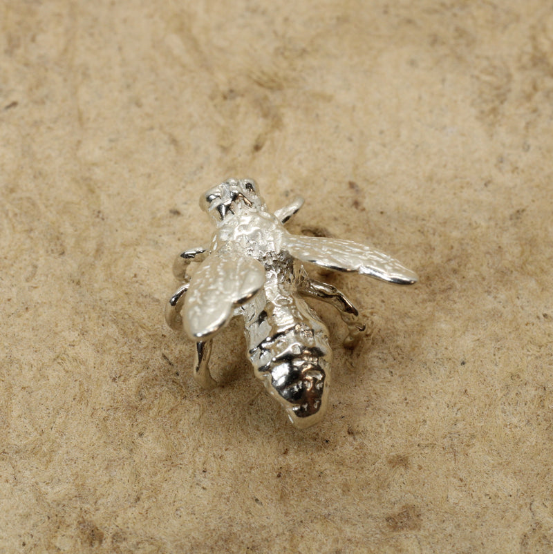 Honeybee Pin or Tie Tack in Actual Size made in 925 Sterling Silver