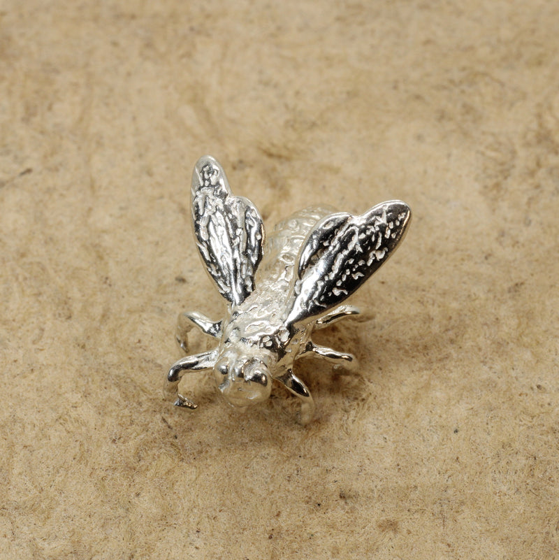Honeybee Pin or Tie Tack in Actual Size made in 925 Sterling Silver