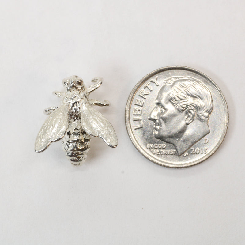 Honeybee Pin or Tie Tack in Actual Size made in 925 Sterling Silver