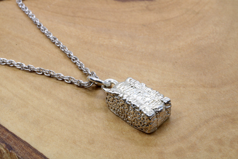 Silver Alfalfa Hay Bale Necklace or charm made in 925 Sterling Silver