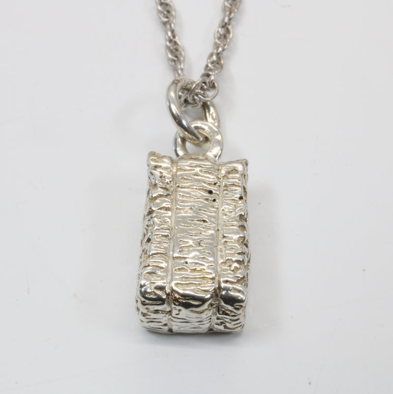 Silver Alfalfa Hay Bale Necklace or charm made in 925 Sterling Silver