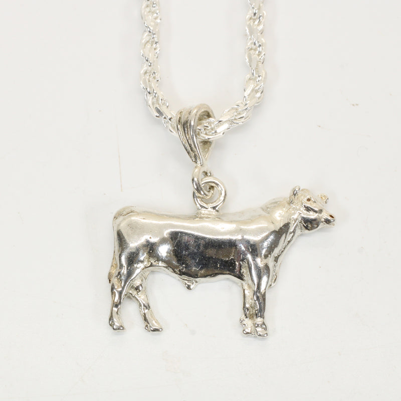 Angus Show Bull Necklace made in 925 Sterling Silver: Champion Cattle Jewelry