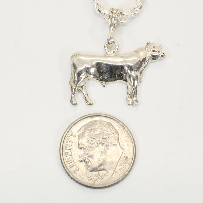 Angus Show Bull Necklace made in 925 Sterling Silver: Champion Cattle Jewelry