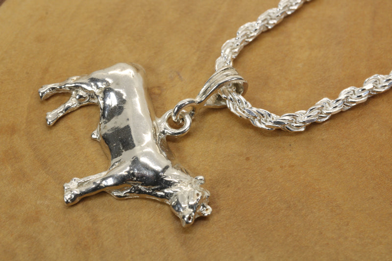 Angus Show Bull Necklace made in 925 Sterling Silver: Champion Cattle Jewelry
