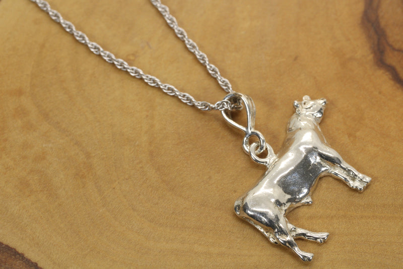 Angus Show Bull Necklace made in 925 Sterling Silver: Champion Cattle Jewelry