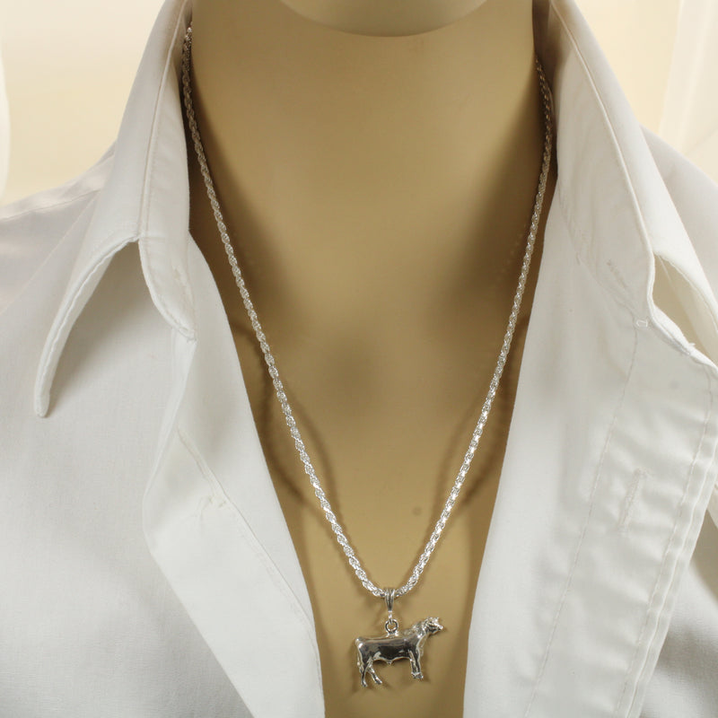 Angus Show Bull Necklace made in 925 Sterling Silver: Champion Cattle Jewelry