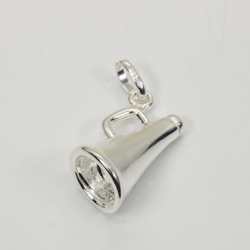 Silver Cheerleader Megaphone necklace made in 925 Sterling Silver