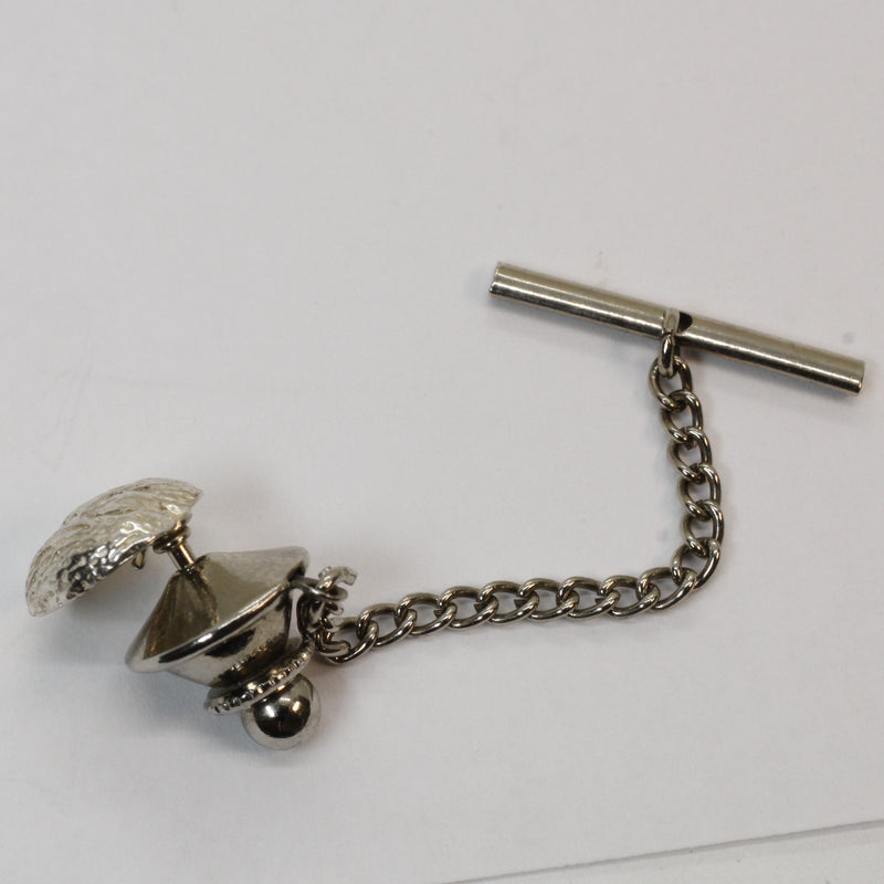 Silver Coco De mer Seed Tie Tack or Pin for Lapel or Hat