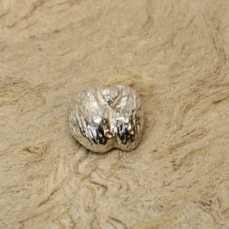 Silver Coco De mer Seed Tie Tack or Pin for Lapel or Hat