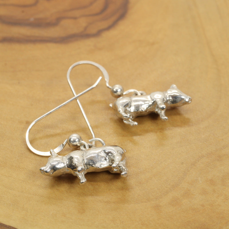 Pig Dangle Earrings made in 925 Sterling Silver