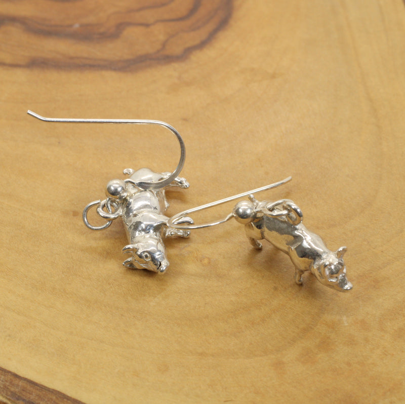 Pig Dangle Earrings made in 925 Sterling Silver