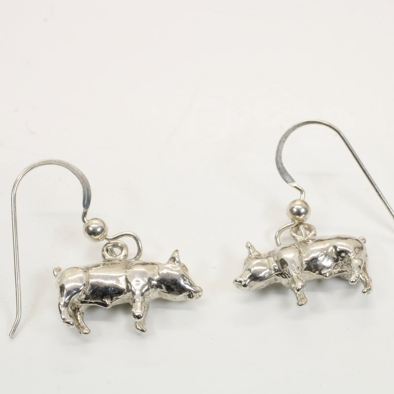 Pig Dangle Earrings made in 925 Sterling Silver