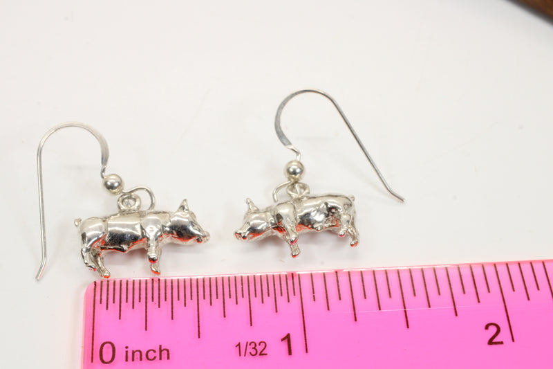 Pig Dangle Earrings made in 925 Sterling Silver
