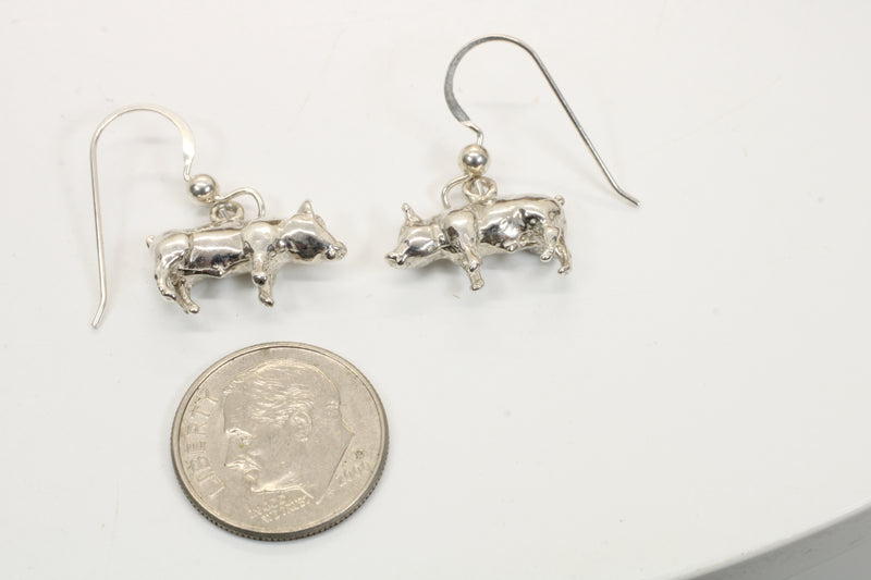 Pig Dangle Earrings made in 925 Sterling Silver