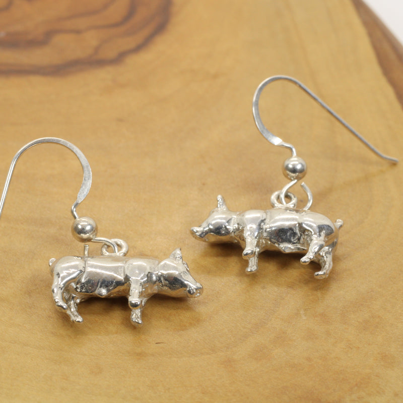 Pig Dangle Earrings made in 925 Sterling Silver
