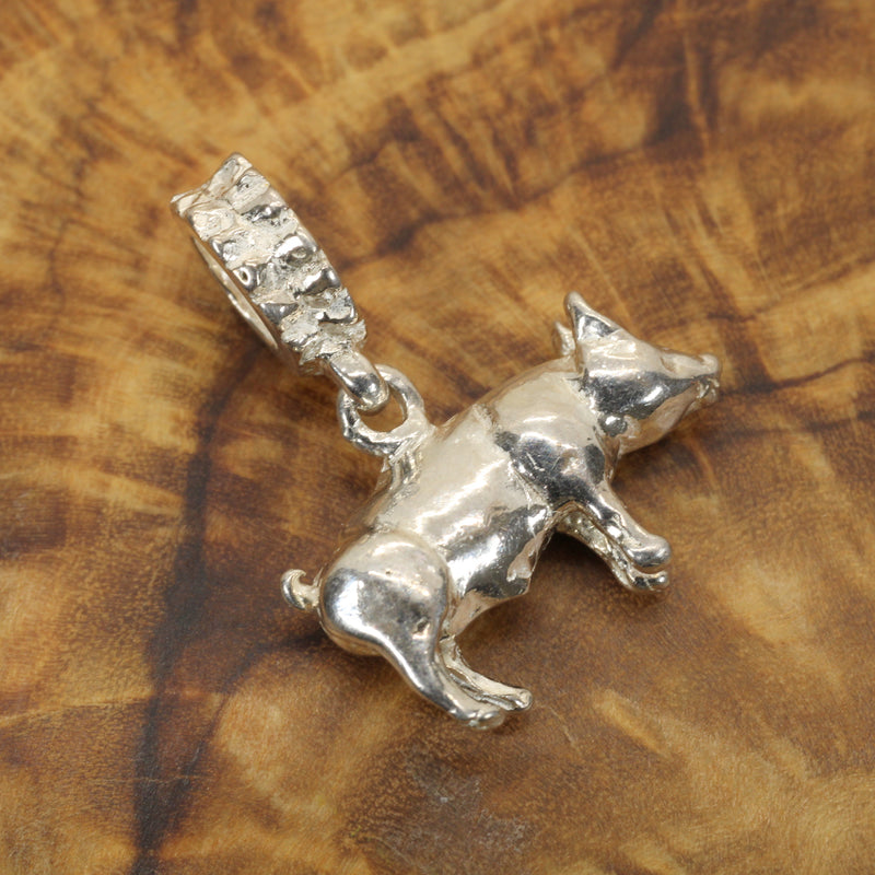 Sterling Silver Pig Slide Bracelet Charm: Show Pig Jewelry
