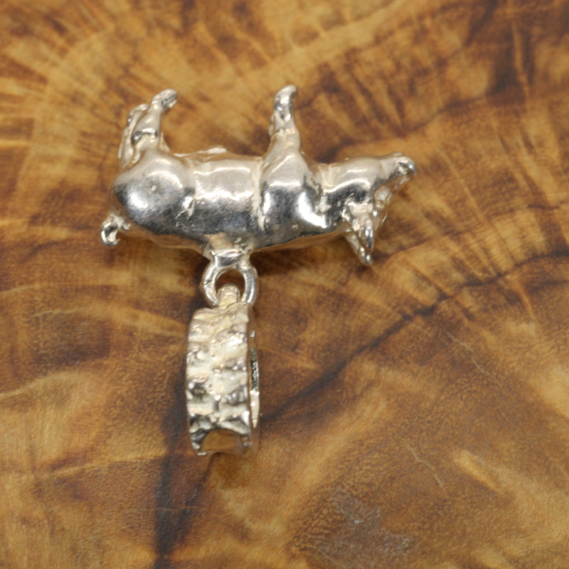 Sterling Silver Pig Slide Bracelet Charm: Show Pig Jewelry