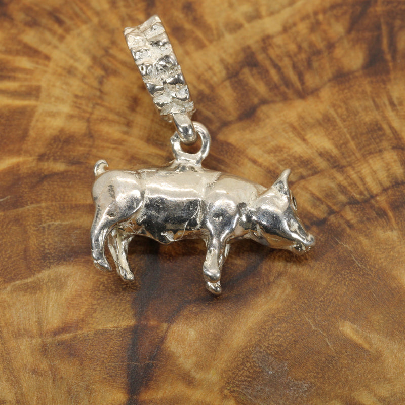 Sterling Silver Pig Slide Bracelet Charm: Show Pig Jewelry