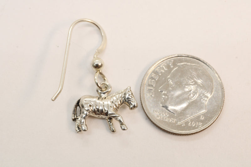 Silver 3-d Zebra Dangle Earrings for her made in 925 Sterling Silver