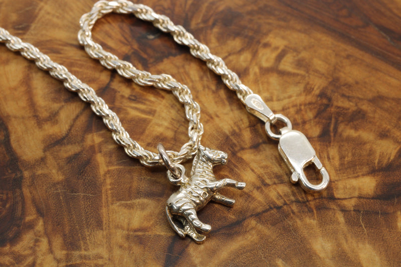 3-d Zebra Necklace or charm for him or her made in 925 Sterling Silver